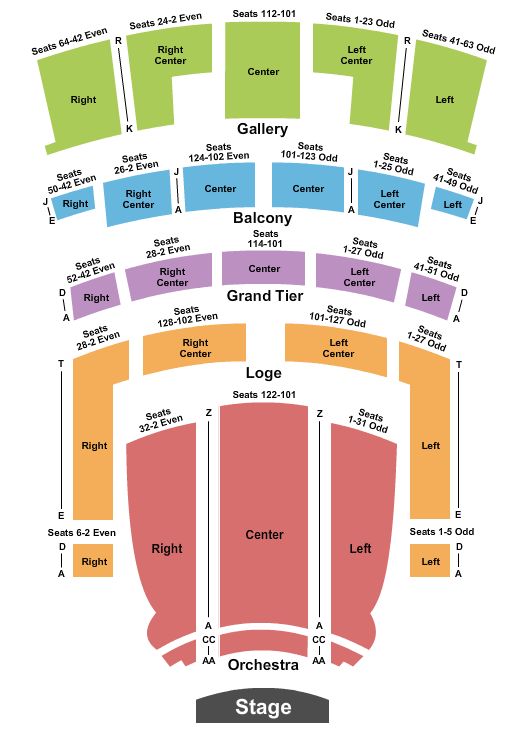 Orpheum Theatre SIX Seating Chart